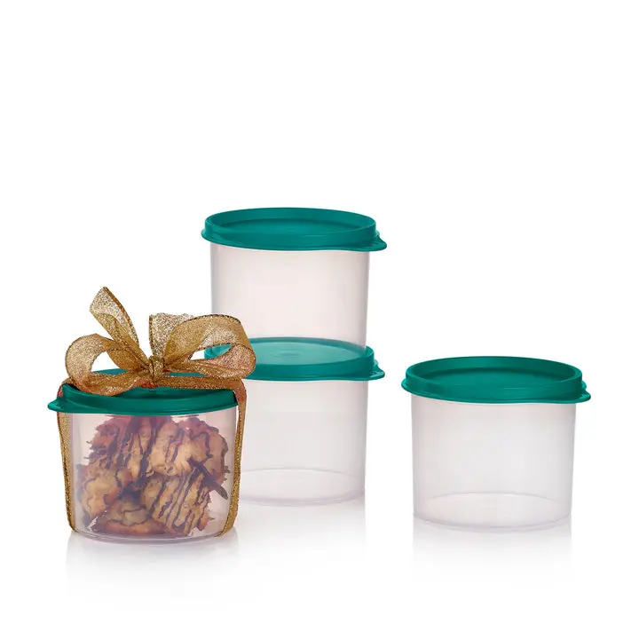 Tupperware Mini Canister Set of 4 with Mysterious Green Seals - perfect for gift giving holiday treats