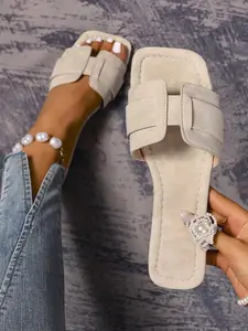 Women's Fashionable Solid Color Slides, Footwear Strap Slides, Casual Comfortable Breathable Lightweight Slides for Summer, Female All-match Round Toe Slippers for Daily Wear, Walking Shoes, Slide Sandal