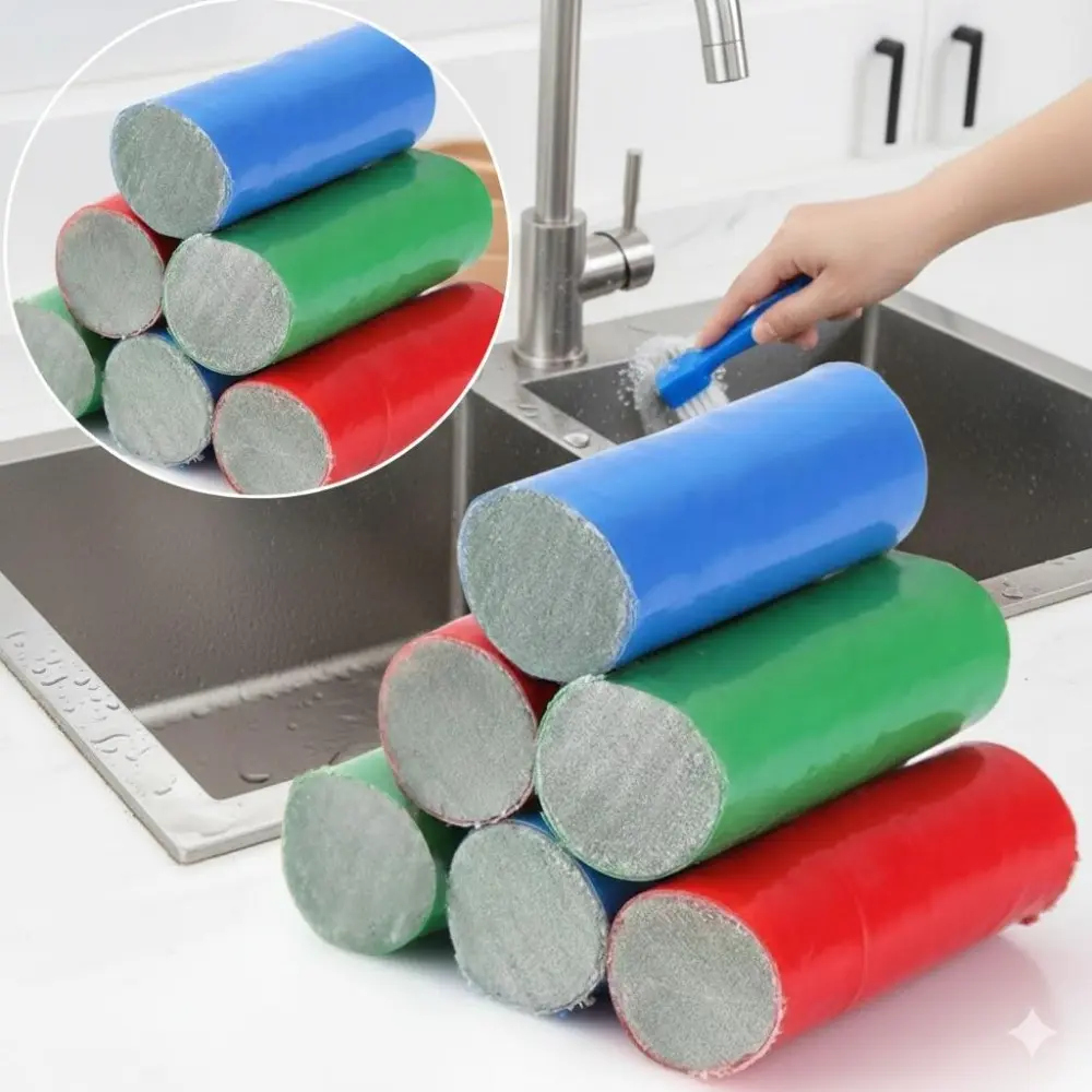 Powerful Kitchen Scrubber: Non-Scratch Stainless Steel Brush for Pots, Ovens & Grills. Heat-Resistant, Rust-Proof, with Anti-Slip Handle. Safely Cleans Burnt-On Grease Without Damaging Coatings.