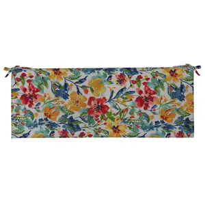 RSH Décor 72” Indoor/Outdoor Foam Cushion with Ties for Benches, Oakmont Hightown Festival Design, Made in the United States