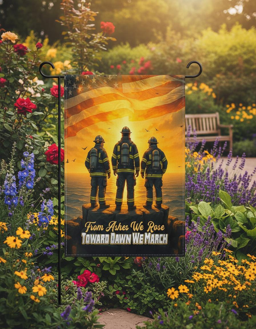 FLAGMEUP8386 Memorial Firefighter Garden Flag 12x18 Inch – Double Sided Yard Flag, Firefighter Tribute, Patriotic Outdoor Decor
