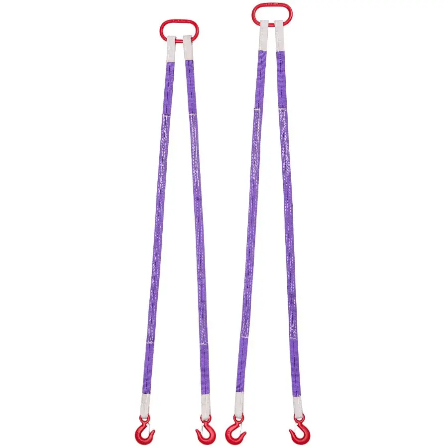 【DealsForYouDays】VEVOR Lifting Sling Straps, Four Leg Polyester Bridle Sling with Hooks, 6600LB Capacity, 5Ft Heavy Duty Rigging Strap, Thickened Wear - Resistant Webbing Slings for Engines Cranes Hoists TruckVEVOR Super Brand Day