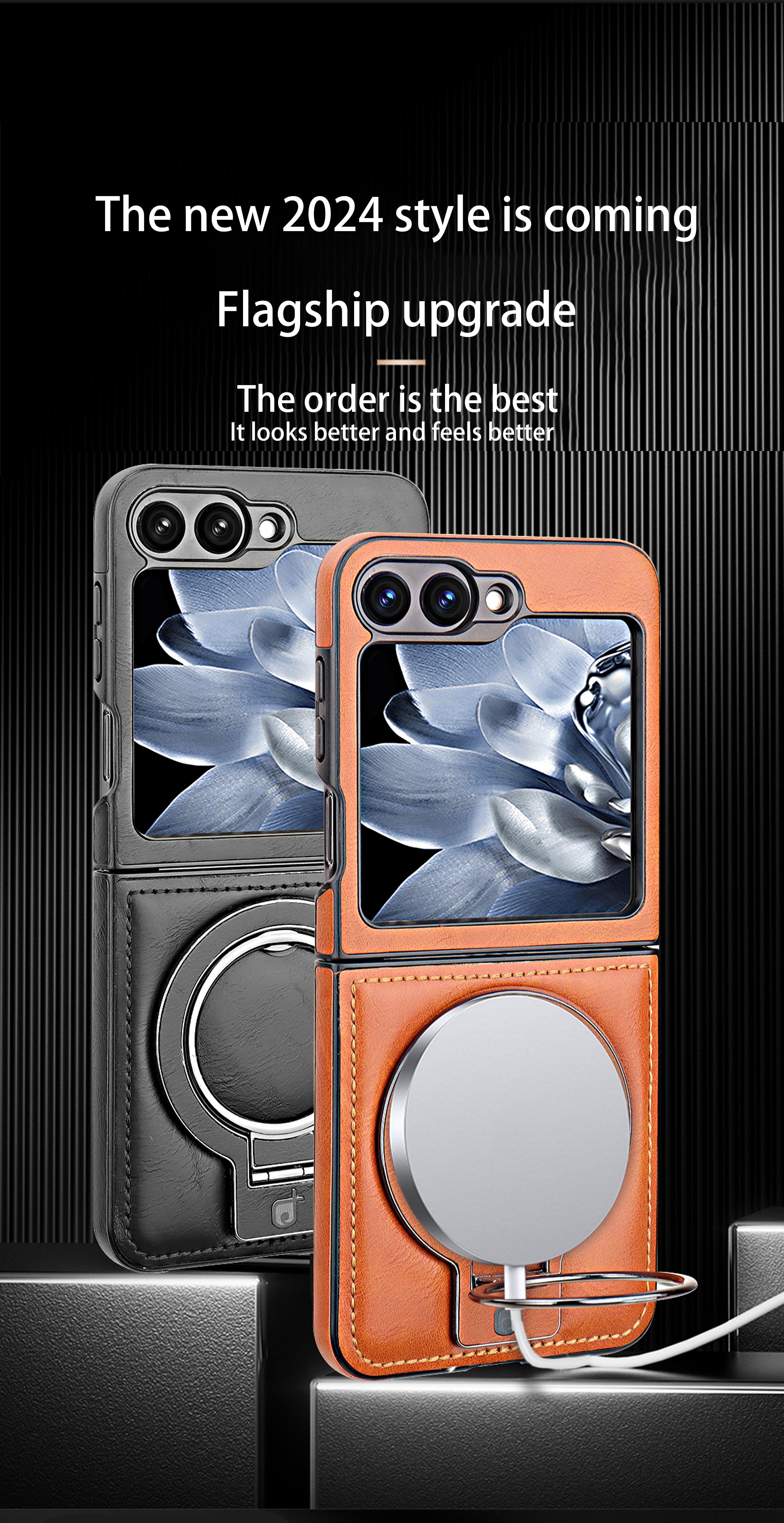 New Luxury High-end Leather Magnetic Folding Stand Phone Case for Samsung ZFlip7/ZFlip6/ZFlip5/ZFlip4/ZFlip3 Foldable Screen Business Full Shockproof Protective Case