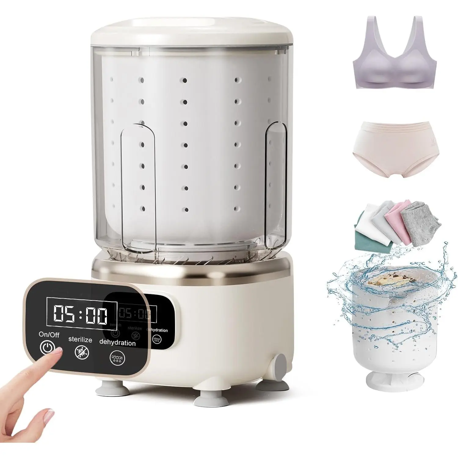 2L Capacity Portable Travel Washing Machine - Wireless 2-Liter Laundry Washer, USB Rechargeable Cordless Mini Appliance with Spin Dryer & Deep Clean, 9x6in Easy to Carry and Store for Apartments