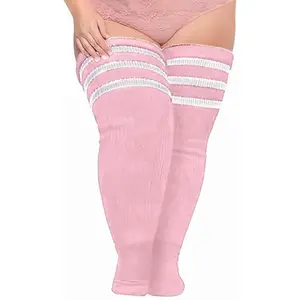 Plus Size Thigh High Socks for Women – Extra Long Striped Over The Knee Stockings & Leg Warmers