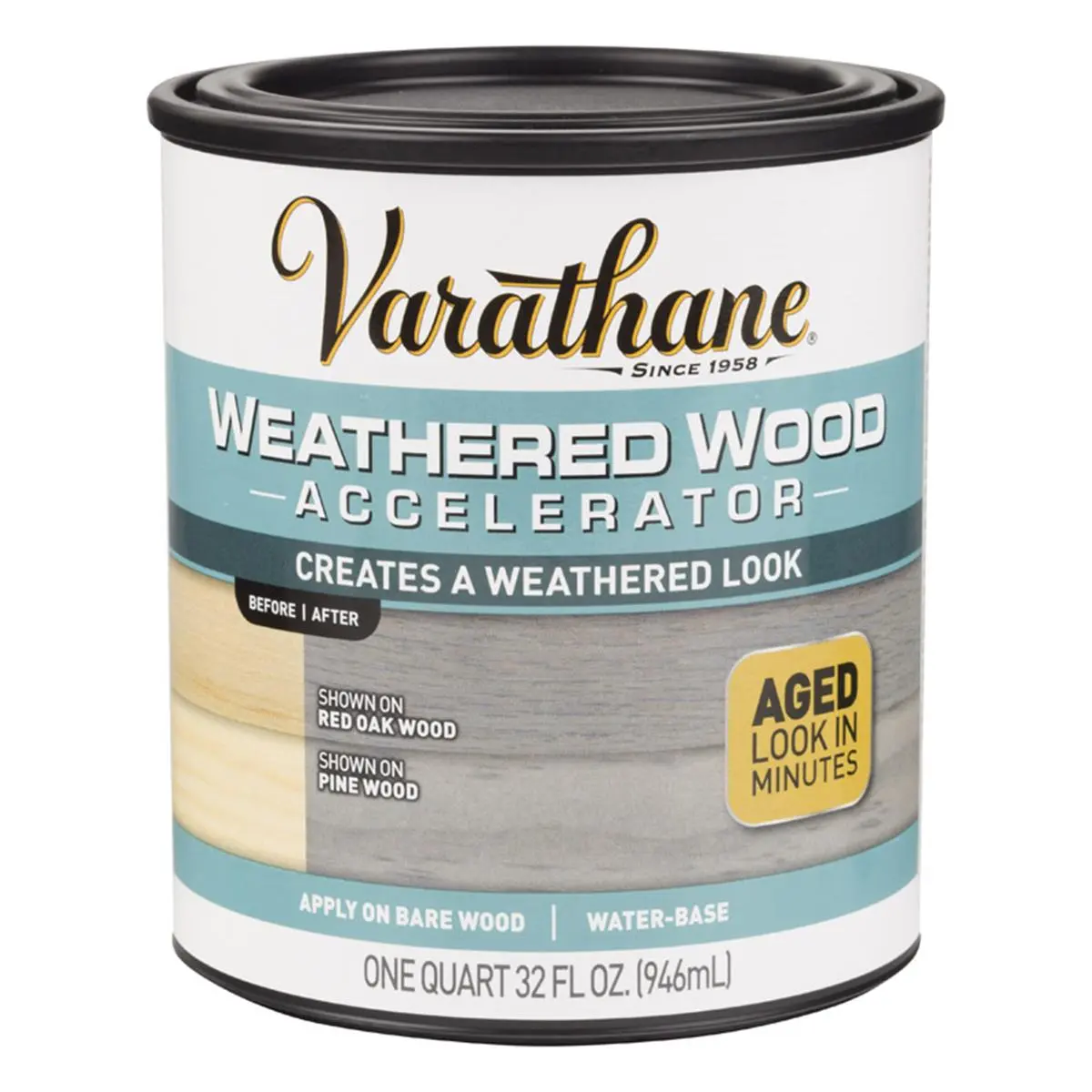 212 MAIN Weathered Wood Accelerator - 1 Qt Water-Based Red & Gray Wood Stain, Home Decor Accessory, Accelerates Aging for Aged Finish, Multi-Surface Paint Care for Automotive & Motorcycle, Creates A Weathered Look