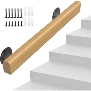 3FT Wooden Handrails,Hand Railings for Stairs Indoor Wall Wood Handrails,Non-Slip Sturdy Staircase Handrail Safety Grab Bar Rod Complete Kit for Home,Lofts,Guardrail