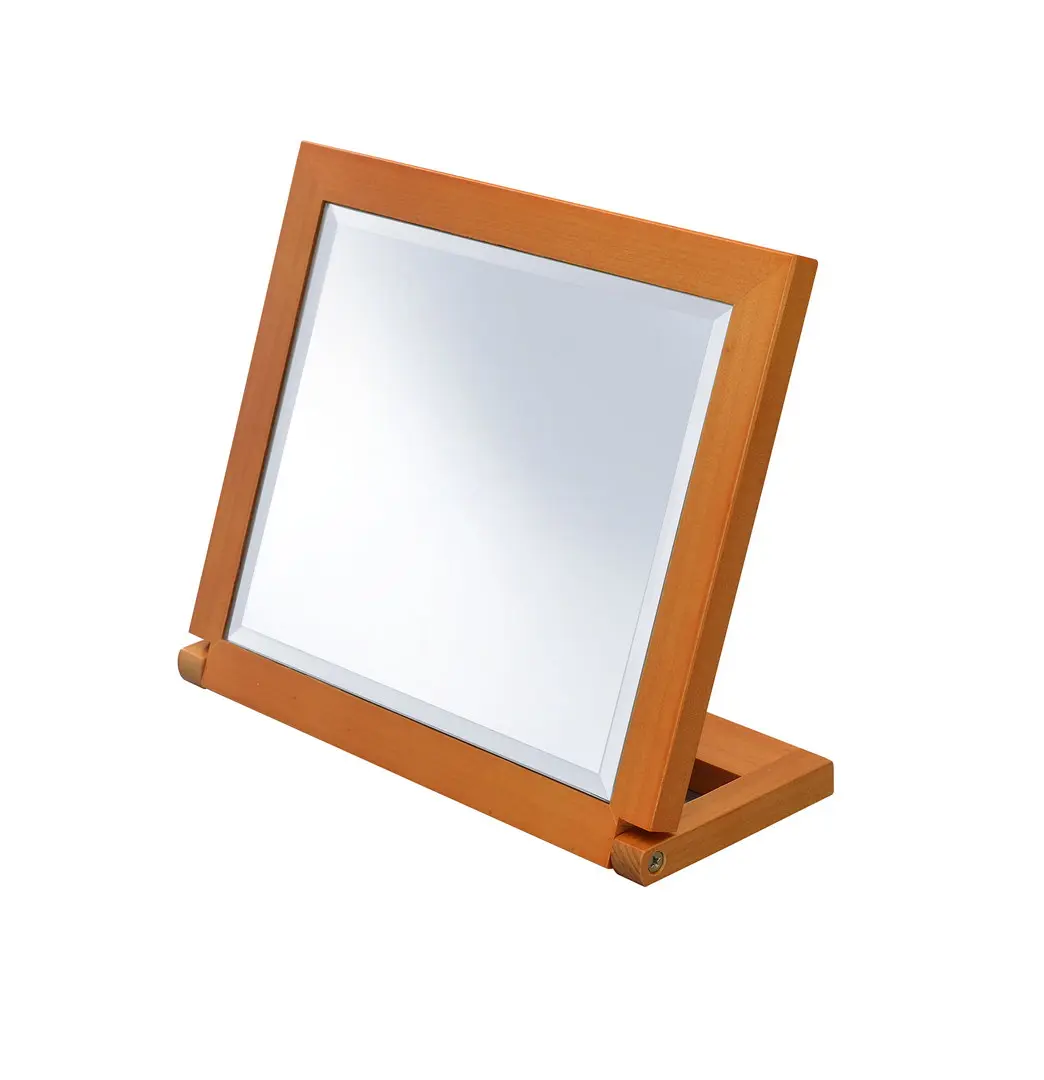 8" L x 6.5" H Adjustable Polyresin Frame Makeup Mirror, 8" Tall Walnut Finish Pedestal, Tilted to 10 Degrees for Home Decor