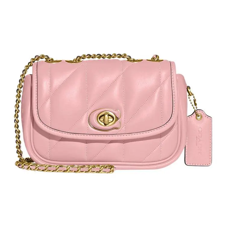 COACH Pillow 20 Medium Quilted Nappa Leather Shoulder Crossbody Bag for Women in Pink with Twist-Lock Closure Casual Messenger Bags