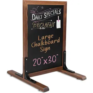 Large Chalkboard Sign - Free Standing  Sidewalk Sign - Outdoor Menu for Restaurant,  , Party, or Wedding - 30x20 Inch - Brown
