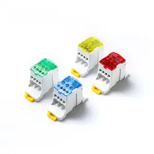 4 pack Power Distribution Block, UKK 80A Single Pole DIN Rail Mount Terminal Block, 1-in Multi-out Modular Connector for Industrial Electrical Control Boxes and Cabinets