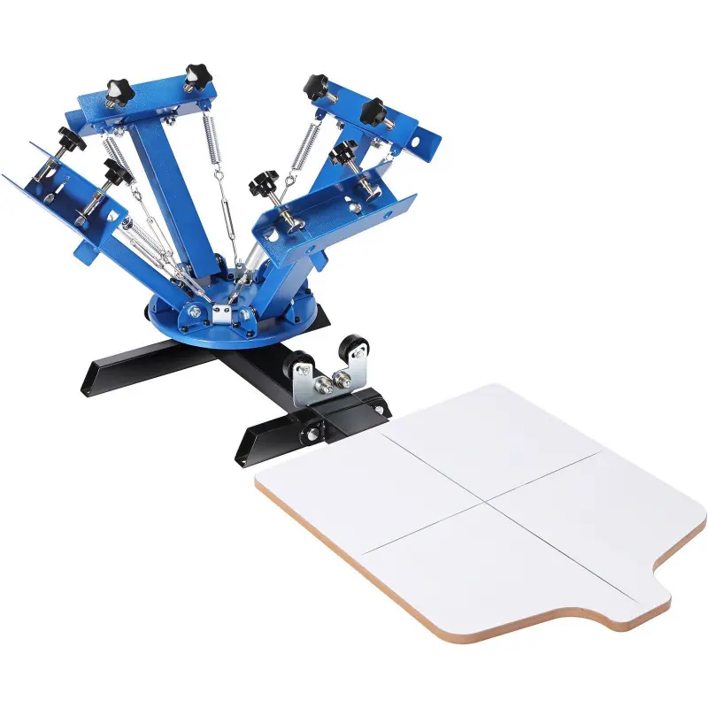 VEVOR 4-Color 1-Station Silk Screen Printing Machine, 54x45cm/21.2x17.7in Press with 360-Degree Rotatable Design, Double-Layer Positioning Pallet for T-Shirt Print, Sewing & DIY Users