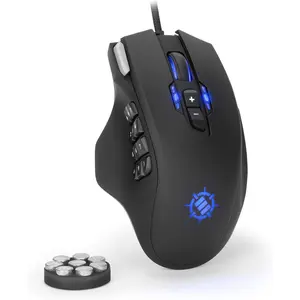 MMO Mouse with 13 Programmable Side Buttons-RGB Gaming Mouse with 6 Customizable DPI Settings, 5 Gaming Profiles, Quick Fire Button, Wired, Ergonomic - Black