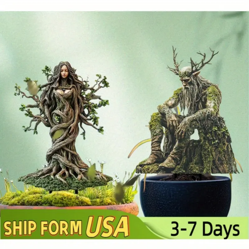 2D Flat Bohemian Acrylic Forest Goddess & Forest God Garden Tree Stakes - Elegant Plant-Themed Outdoor Decor, Fine Craftsmanship, Fit for Potted Plants & Flower Beds, Ideal Christmas & Housewarming Gifts for Friends, Housewarming Gift