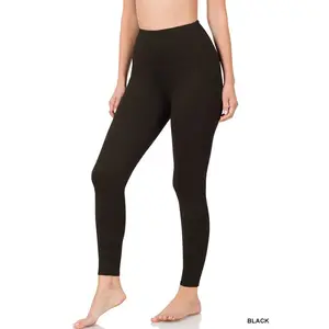 Zenana Women's Plus Brushed Microfiber Full-Length Leggings - Black