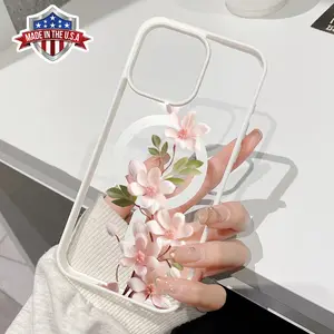 Magnetic Phone Case for iPhone 16 15 Pro Max 14 Plus 16E 13 12 11 X XS XR Pink Petals Pattern TPU Shockproof Anti-Scratch Stylish Smartphone Cover