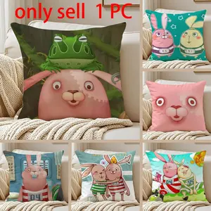 Anime U-Usavich Pillow Case Anti-dustmite Pillowcase Sofa Cushion Cover with Invisible Zipper Silky Short Plush Polyester Microfiber Fabric White Available in Standard Sizes for Home Bed Use