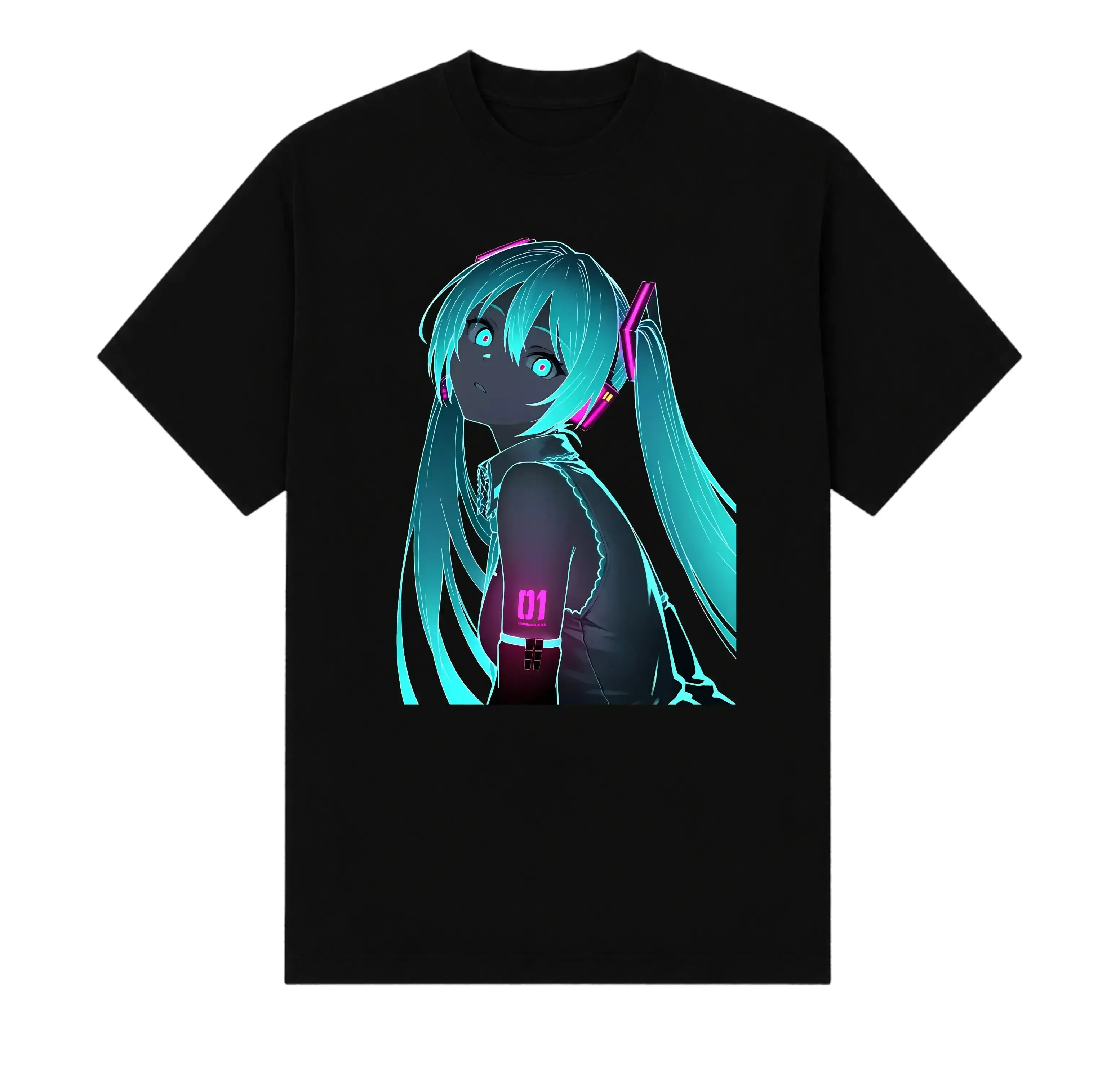 Hatsune Miku Anime Graphic T-Shirt Unisex Couple T-shirts Cyber Style Cotton Unisex Tee, Japanese Manga Art Shirt, Gift for Anime Music Fans S 4XL 5XL Kove Clothing Tshirt Streetwear Menswear