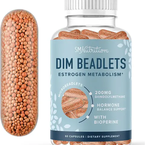 DIM Supplement 200 mg for Hormone Balance | Delayed-Release Microbeadlets | Estrogen Balance for Women & Men | 60 Microbeadlet Capsules