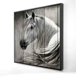 360 Stand Rustic Horse Framed Wall Artwork Print, 36x36 in., Nature-Infused Farmhouse Aesthetic Home Decor, Bedroom Decoration Gift