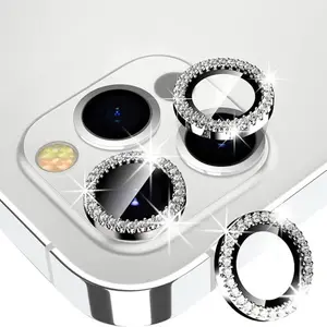 Shiny Artificial Diamond Camera Lens Protector Film for iPhone 17/16/15/14/13/12/11 Pro Max, Durable Protective Cover