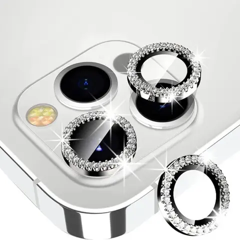 Shiny Artificial Diamond-Style Camera Lens Protector Film for iPhone 17/16/15/14/13/12/11 Pro Max, Durable Camera Protection