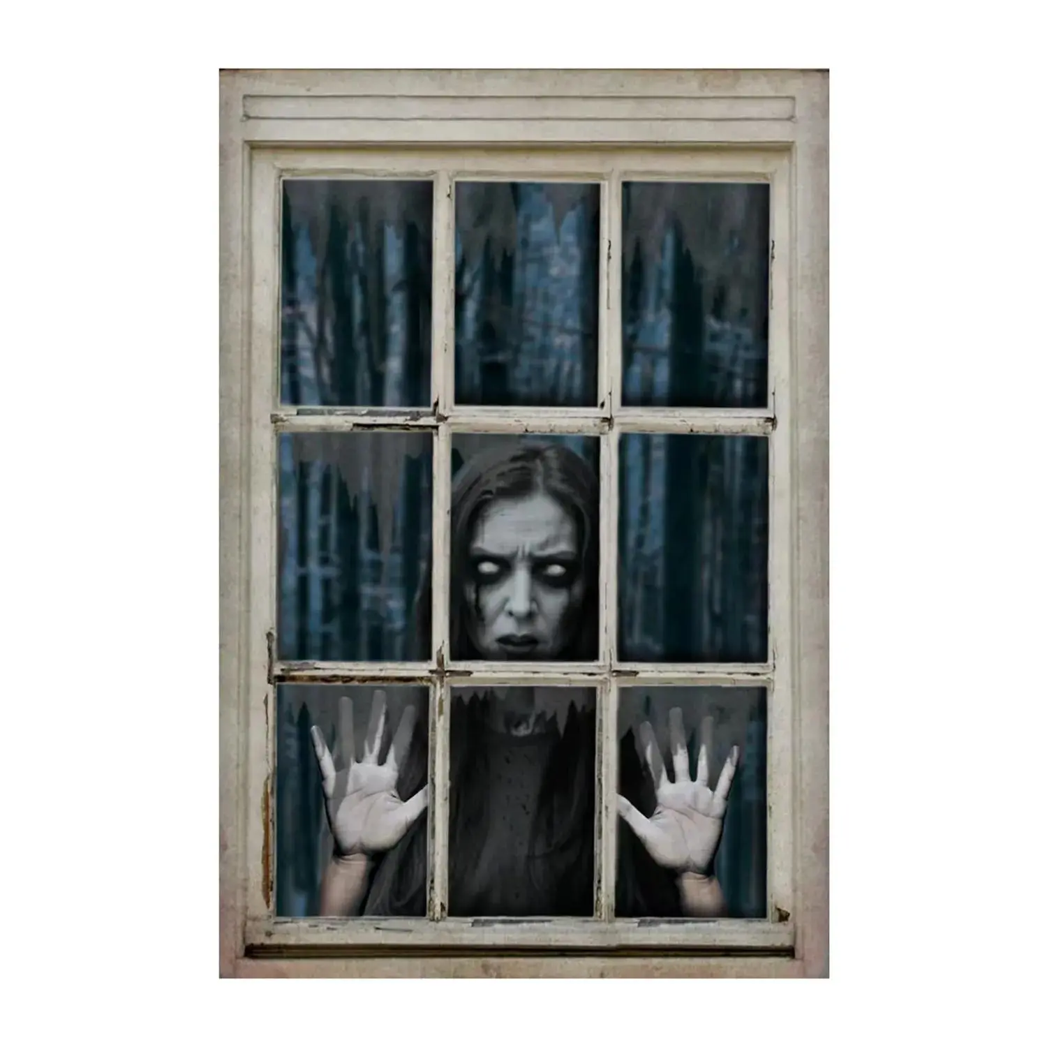 Spooky Girl Polyester Window Backdrop Halloween Decoration, 3 Ft. x 4 Ft. Spooky Girl Polyester Window Backdrop Halloween Decoration, 3 Ft. x 4 Ft.