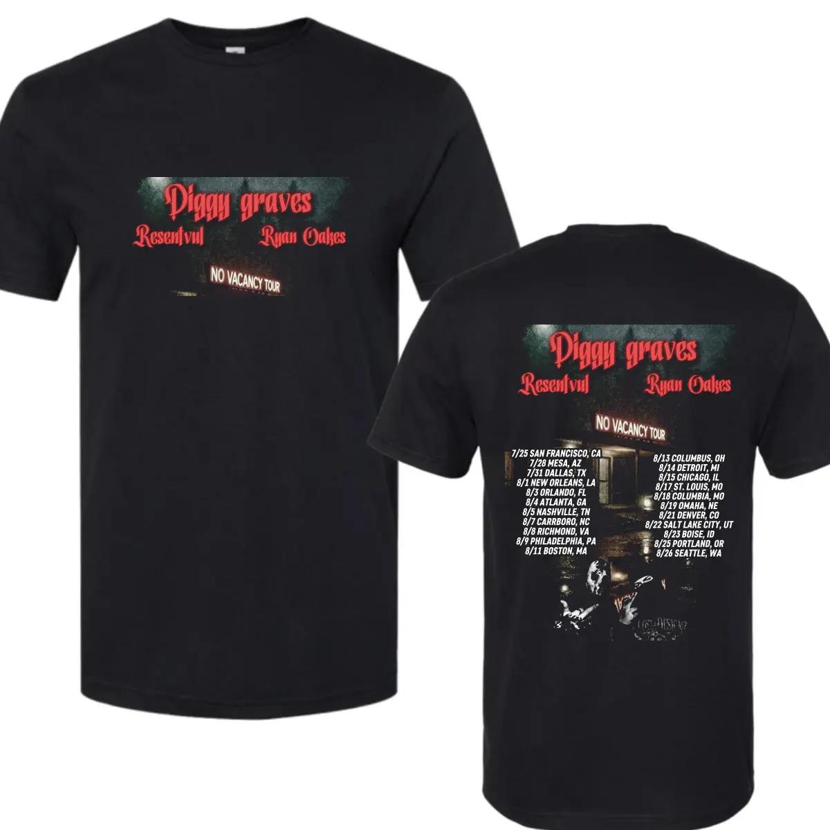 Comfort Colors Diggy Graves - The No Vacancy Tour 2026 Shirt,Concert Tee, Front and Back Tour Dates Graphic, Unisex Black Shirt