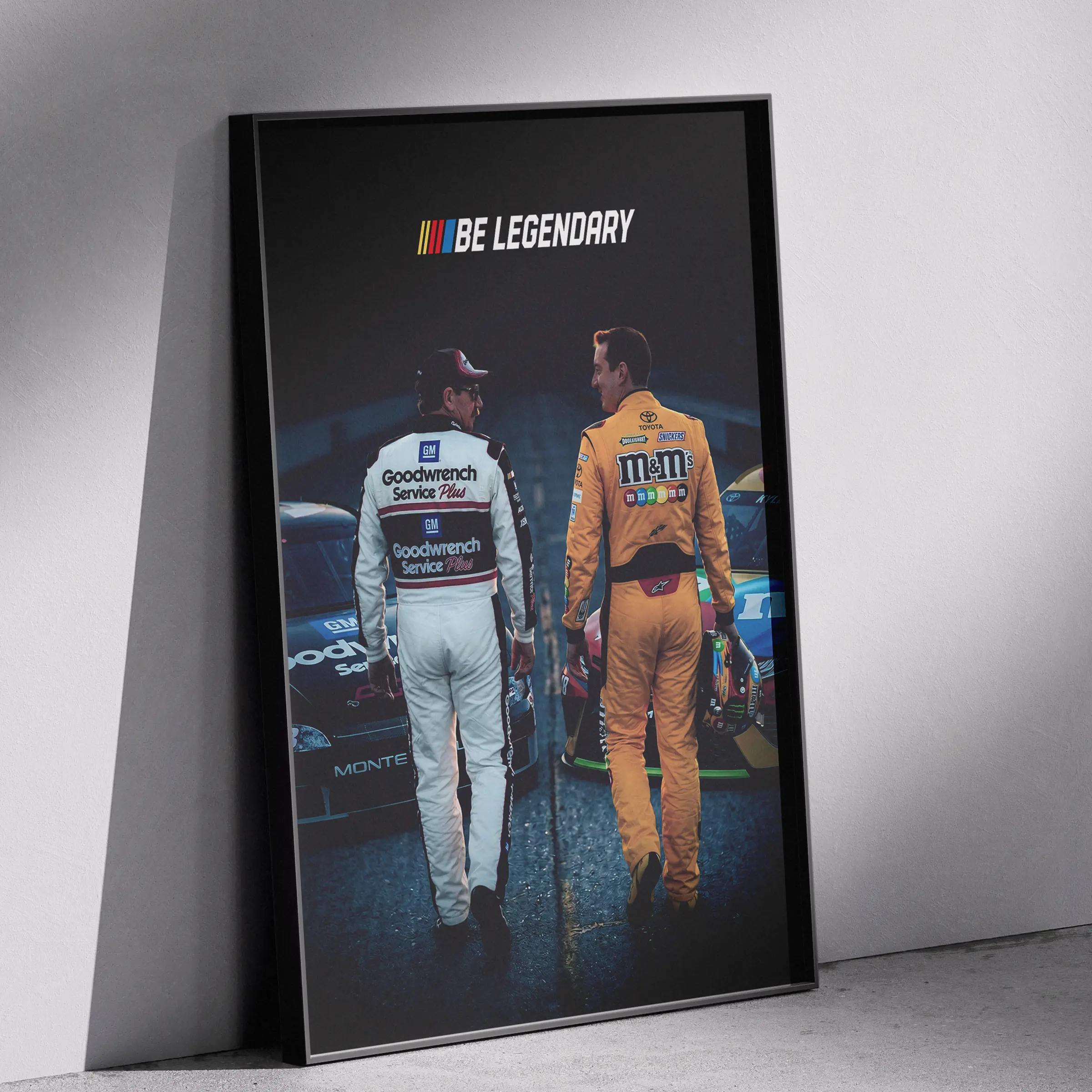 Be Legendary Dale Earnhardt & Kyle Busch Poster, Vintage Nascar Legend Tribute Wall Art, Retro Racing Decor Home, Gift For Fans, MADE IN USA