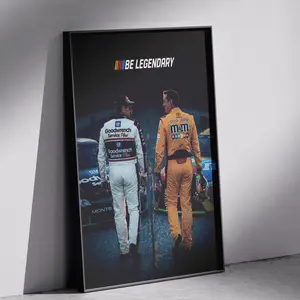 Be Legendary Dale Earnhardt & Kyle Busch Poster, Vintage Nascar Legend Tribute Wall Art, Retro Racing Decor Home, Gift For Fans, MADE IN USA