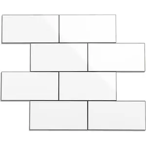 Peel and Stick Backsplash Tile for Kitchen & Bathroom Walls (White, 10 Tiles - 9.7 sq. ft. (0.9 m2))