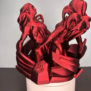 Dual Color Gemini Zodiac Signs Sculpture Made Out of 3D Artwork in Red and Black Design