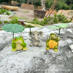 Creative Cute Frog Ornament System Emotional Stability Workstation Desktop Decompression Flower Pot Landscape Car Decoration Micro Landscape  cute statue    art sculpture  home accent