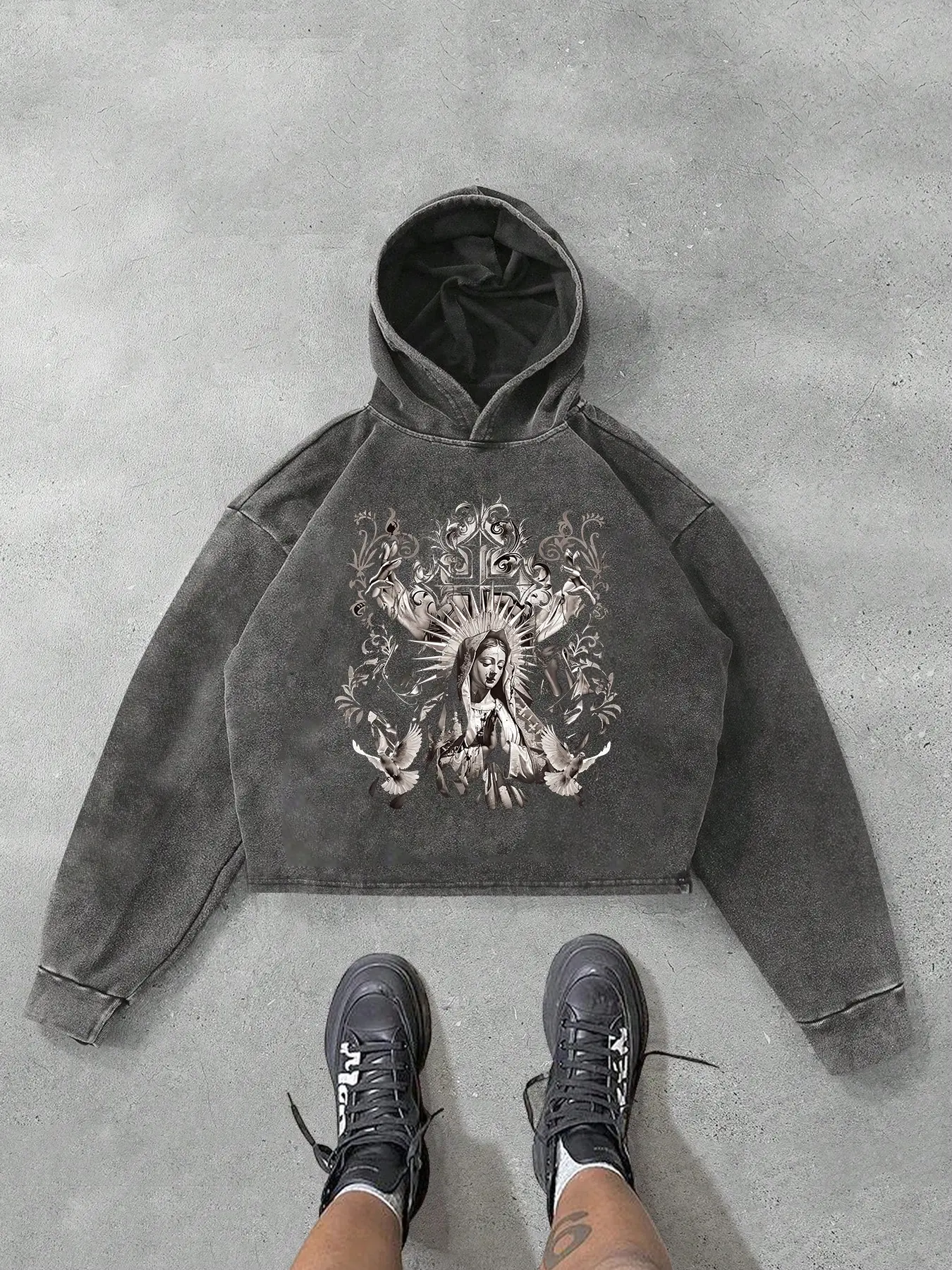 Men's Casual Comfortable Hoodie with Pigeon Print, Fitted Cotton Sweatshirt for Spring & Fall, Stylish Sportswear for Daily Wear