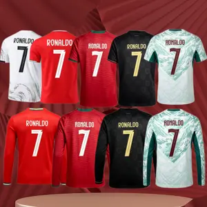 2025 Portugal Away Short Sleeve 7# Cristiano Ronaldo Soccer Jersey Red Football Jersey Quick Drying