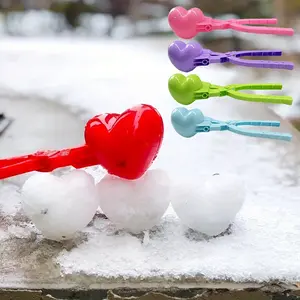 4-Pack Assorted Snowball Maker Toys, Teach toys，Winter Snow Sculpting Tools with Heart, Soccer, Duck, Snowman Molds, Durable Plastic Outdoor Play Equipment for Snowball Fights ，Perfect Summer Beach Sand Stacking Toy- Random Style & Color