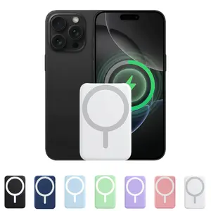 5000mAh Magnetic Wireless Rechargeable Power Bank - Fast Charging MagSafe Battery Pack for iPhone 17/16/15/14/13/12/Plus/Pro Max, Compact Portable Smartphone Charger Flashlight carga dor de telefono