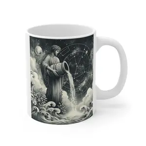 Zodiac Aquarius Mug 11oz, Astrology Drinkware, Constellation Coffee Cup, Horoscope Tea Mug, Water Bearer Birthday Gift