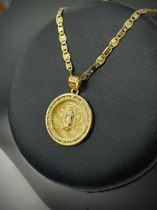 CZ Virgen de Guadalupe Necklace for Womens Girls Boys Anniversary Virgin Mary Pendant Catholics Gifts 1st Comminion and Confirmation