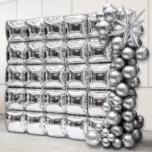 66 count  Flat Square Foil Balloon Wall Backdrop Metallic Double Sided   Balloon Garland Kit Background Tunnel Arch for Graduation Anniversary Birthday Engagement Disco Party Decorations