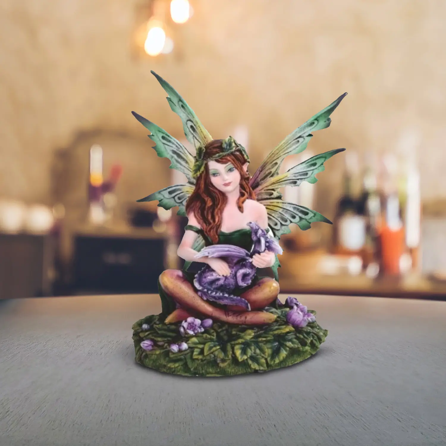 6"H Fairy with Baby Dragon Statue Fantasy Decoration Figurine