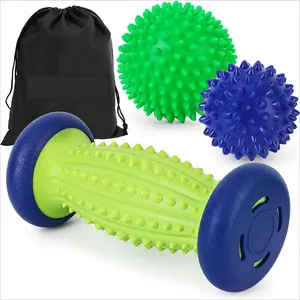 Massage Ball - 3 in 1 - with Foot Roller & Spiky Balls, Plantar Fasciitis Relief and Heel Spur Relief, Foot Roller Massage and Trigger Point Ball
