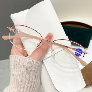 GIGULA Fashion Half-frame Reading Glasses for Women with Diamonds, Ultra-light Anti-blue Light Reading Glasses, Elegant Accessories for Both Men and Women,  1.00 to  4.00 Increase, Essential for Reading and Office Tasks