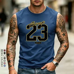 Men's Tank Tops Sleeveless mens t-shirt Lightweight Soft Sport Style Regular Fit Vintage Gym Muscle tshirt Workout Athletic Outfits Strong Bodybuilder Tee Chicago 23 Print Graphic Shirts Soft Breathable for Fitness Casual Outings Ideal Gift for Boyfriend