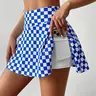 High-Waisted Plaid Tennis Skirt Pants, Two-In-One Anti-Exposure Design, Ideal for Golf, Badminton, Fitness, Summer Sports, Tennis Workout Skirt, Tennis Golf Skorts, Athletic Skort, Golf Skirts, Side Pockets, Active Skirts