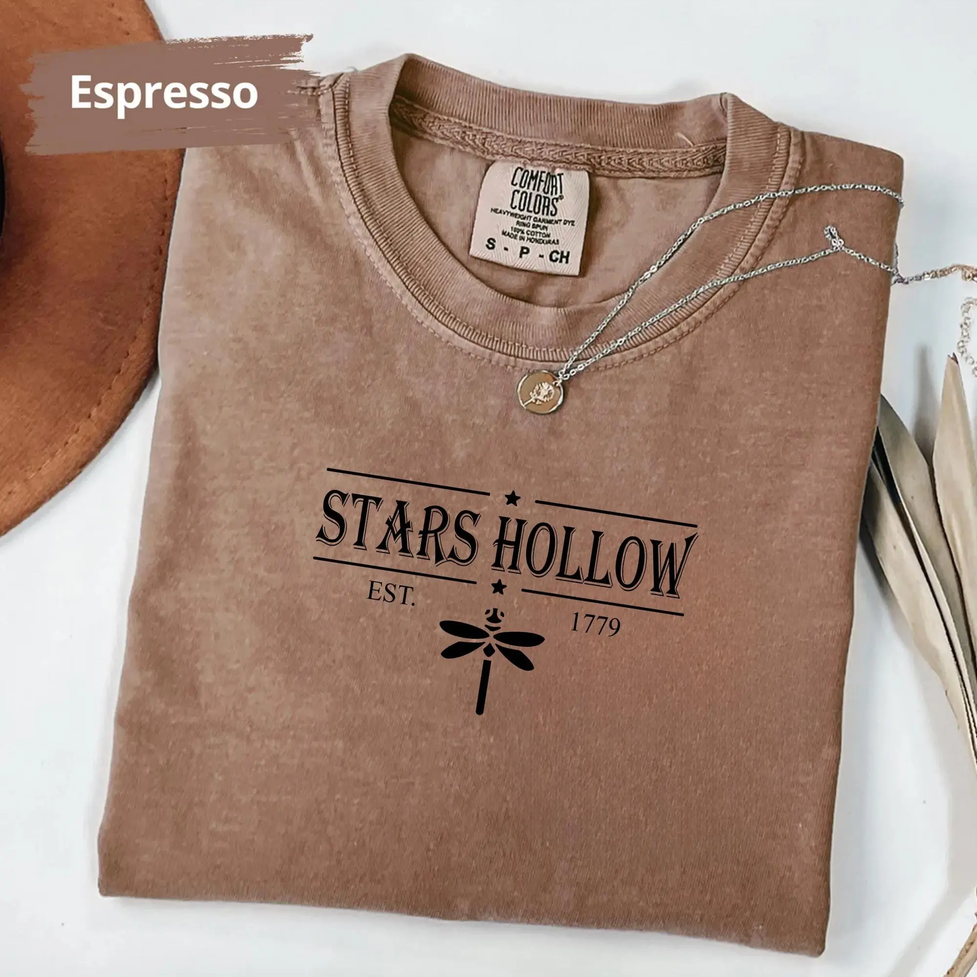 [Sale Up To 50%] Vintage Stars Hollow Connecticut Luke's Comfort Colors Shirt, Stars Hollow Stamps Shirt, Lukes Diner Tee, Minimalist Dragonfly Inn Shirt