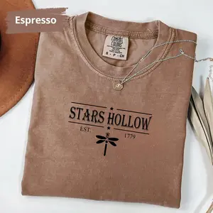 [Sale Up To 50%] Vintage Stars Hollow Connecticut Luke's Comfort Colors Shirt, Stars Hollow Stamps Shirt, Lukes Diner Tee, Minimalist Dragonfly Inn Shirt