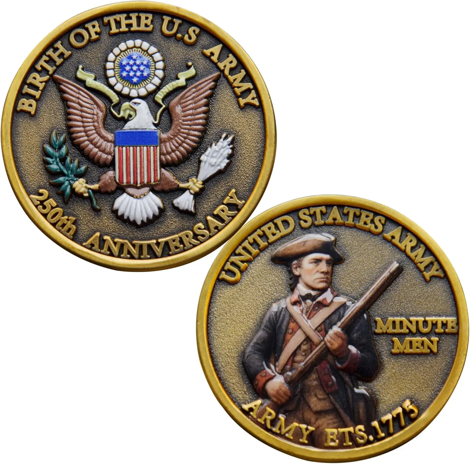 U.S. Army 250th Anniversary Challenge Coin, U.S. Army 1775-2025 Commemorative Coin, Military Coin for Veterans & Collectors