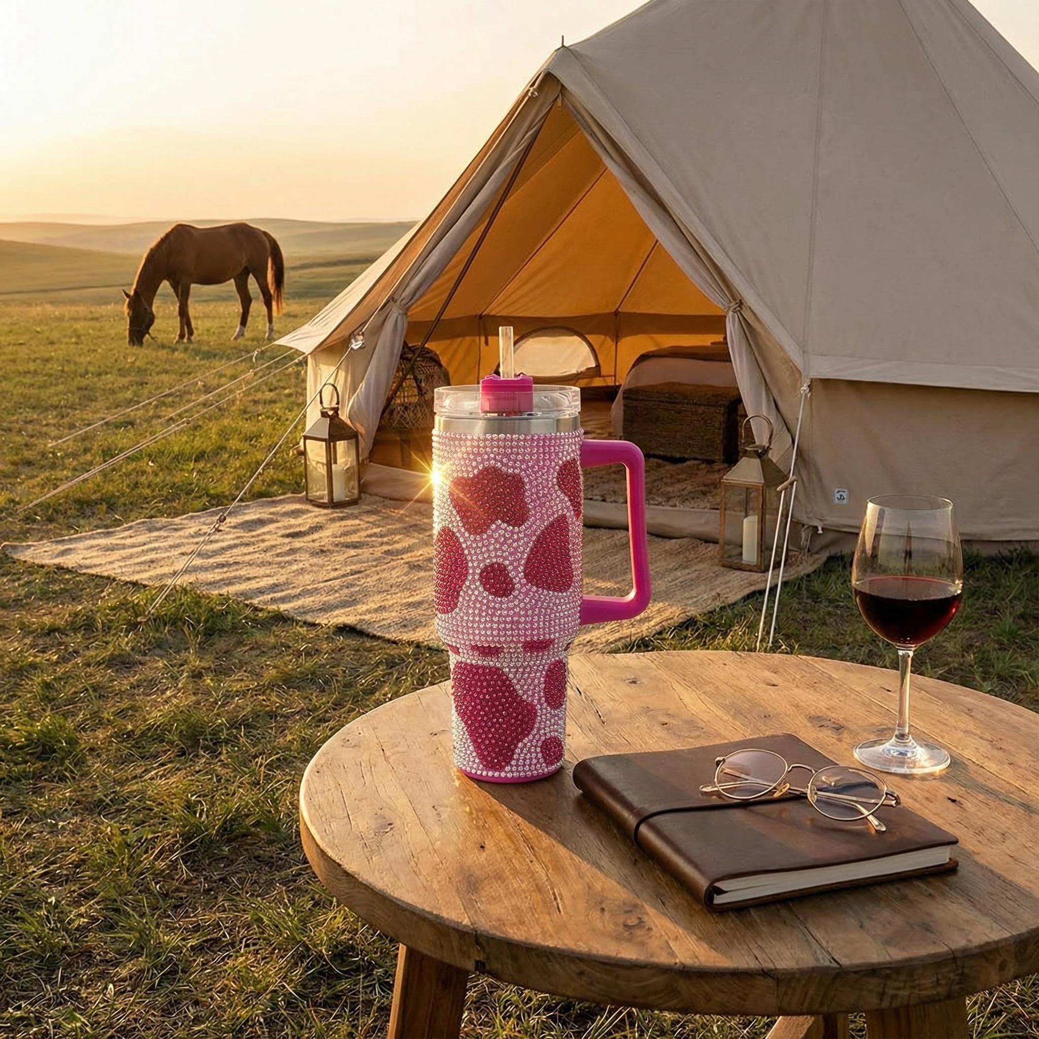 40oz Gradient Glitter Rhinestones Tumbler with Handle - Bling Stainless Steel Water Bottle for IceCoffee, CarAccessories & GymEssentials | Sparkly Diamond Studded Travel Mug for Women, Perfect Birthday Gifts