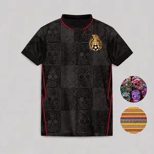 2026 Mexico Calavera Edittion Black Color Soccer Jersey, Unisex Soccer Jersey For Couple Matching, Vintage Streetwear Soccer Jersey, Perfect Gifts, Sports Top, Gym Athletic Clothes
